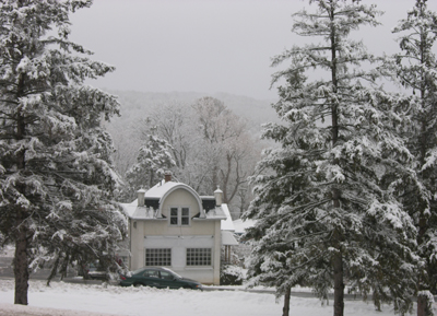 Old Ice Cream  Scoop Building in Winter