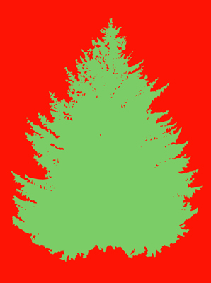 Solid Christmas Tree on Red